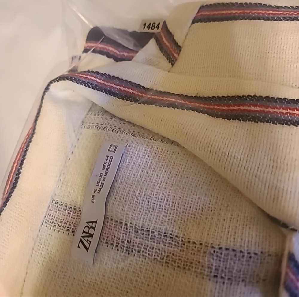 Zara Cream Jacket with Navy and Pink Stripes - Picture 8 of 8